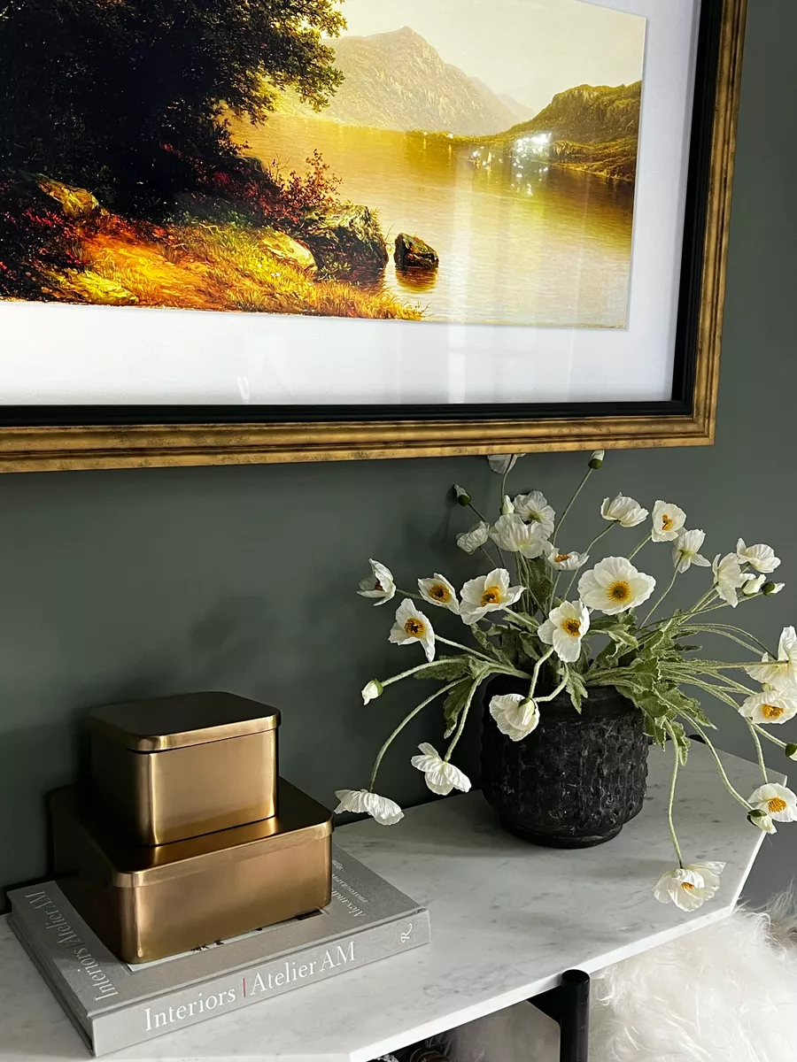 faux greenery in hallway