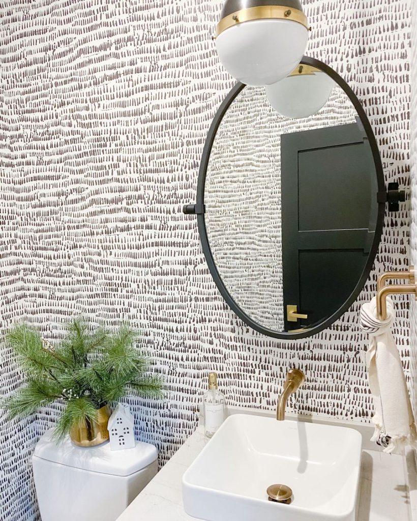 Styled powder room with decor